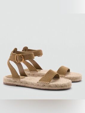 NWOT MNG Studded Espadrille Sandals in Camel